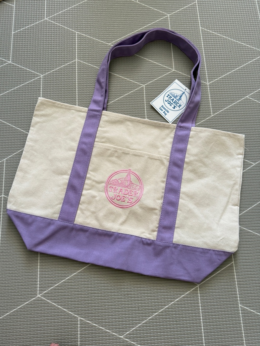 Trader Joe's Large Lavender Canvas Tote